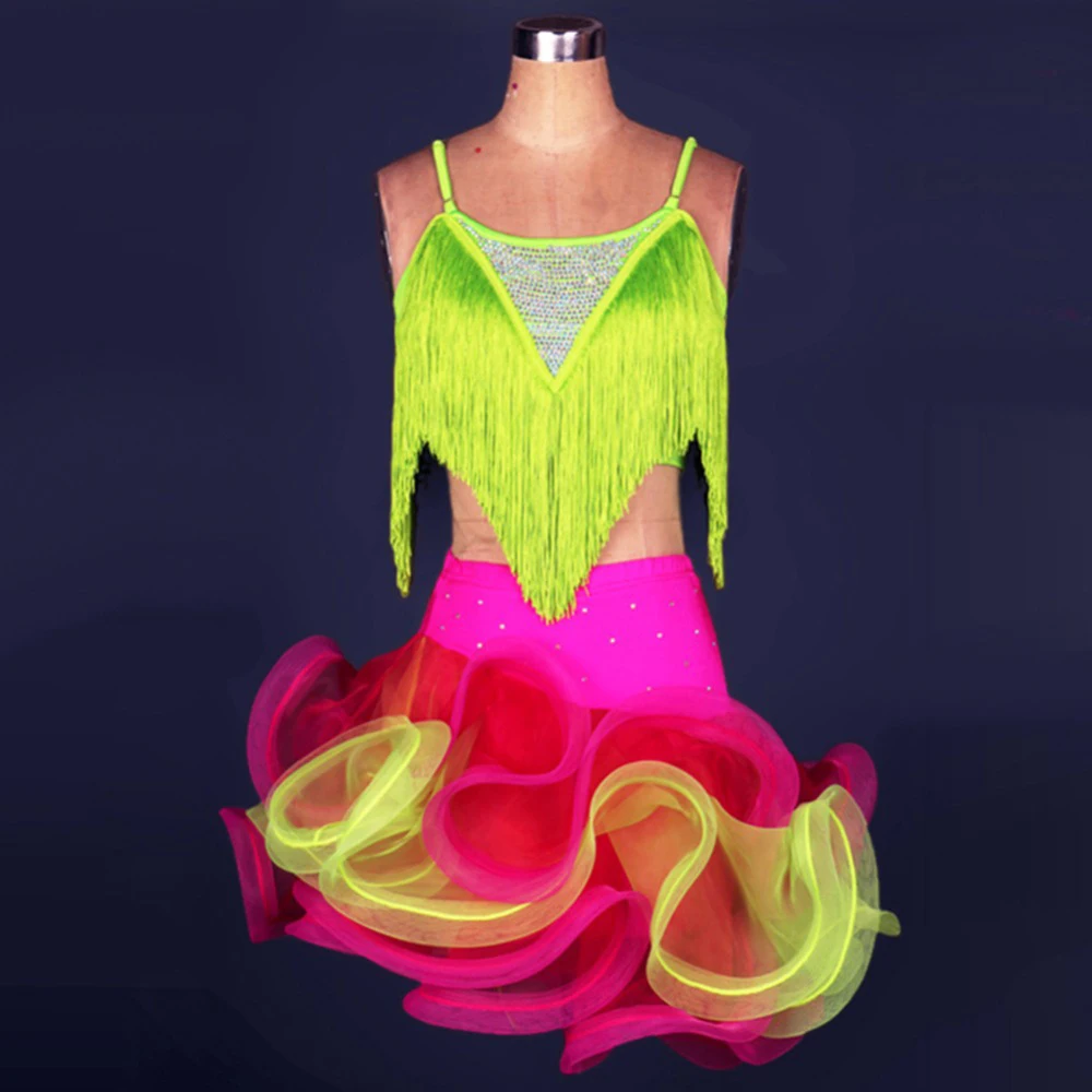 Женское платье для латинских танцев Cha/Rumba/Samba/Одежда бальных Roupa Infantil Feminina новинка