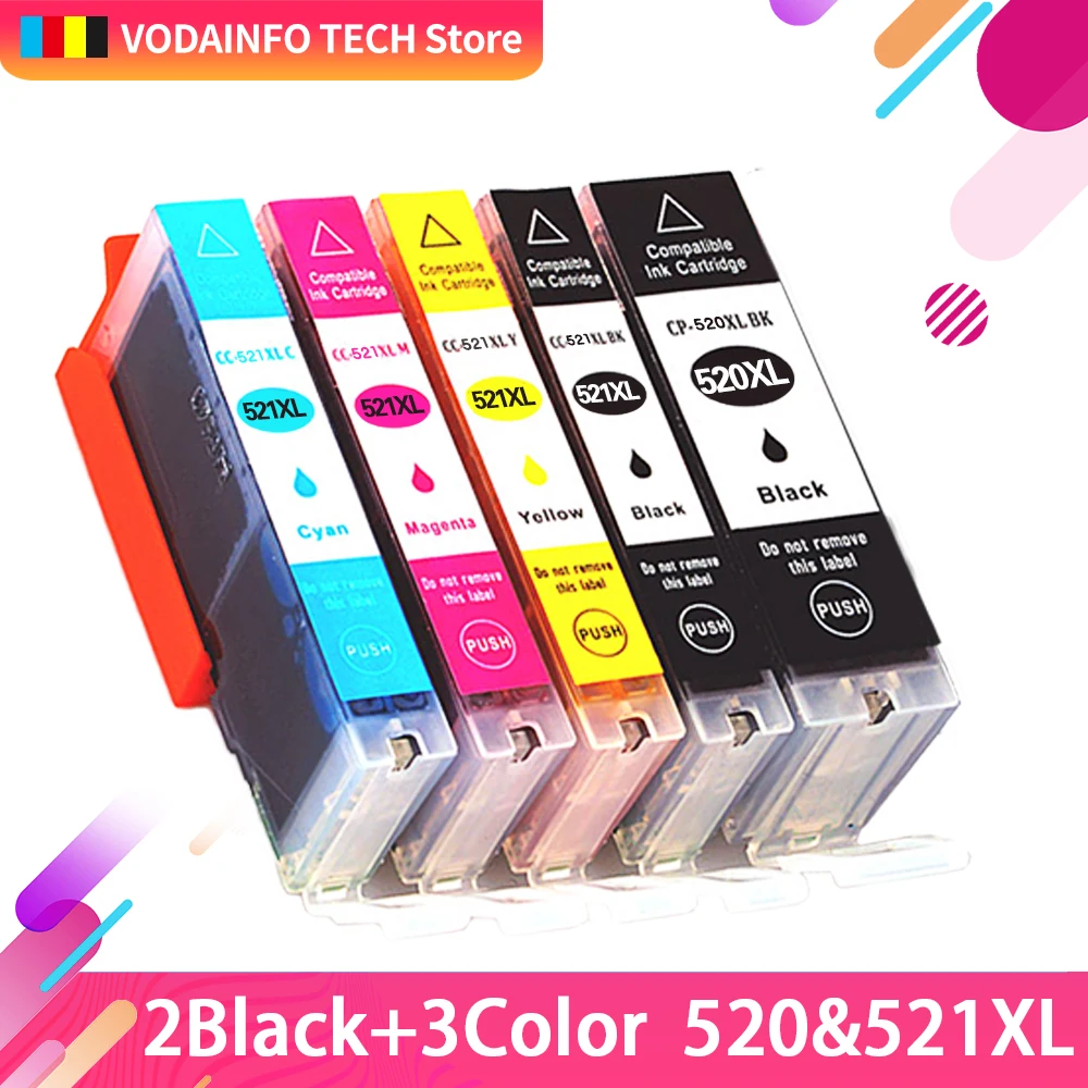 5x чернильные картриджи PGI 520 CLI 521 для Canon PIXMA iP3600 4600 4700 MP 540 550 560 620 630 640 980 MX860 принтер с