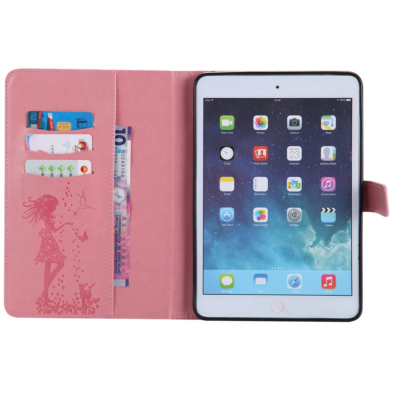 Чехол для планшета Apple Ipad Mini 1 2 3 Роскошный кожаный бумажник с кошкой Магнитный