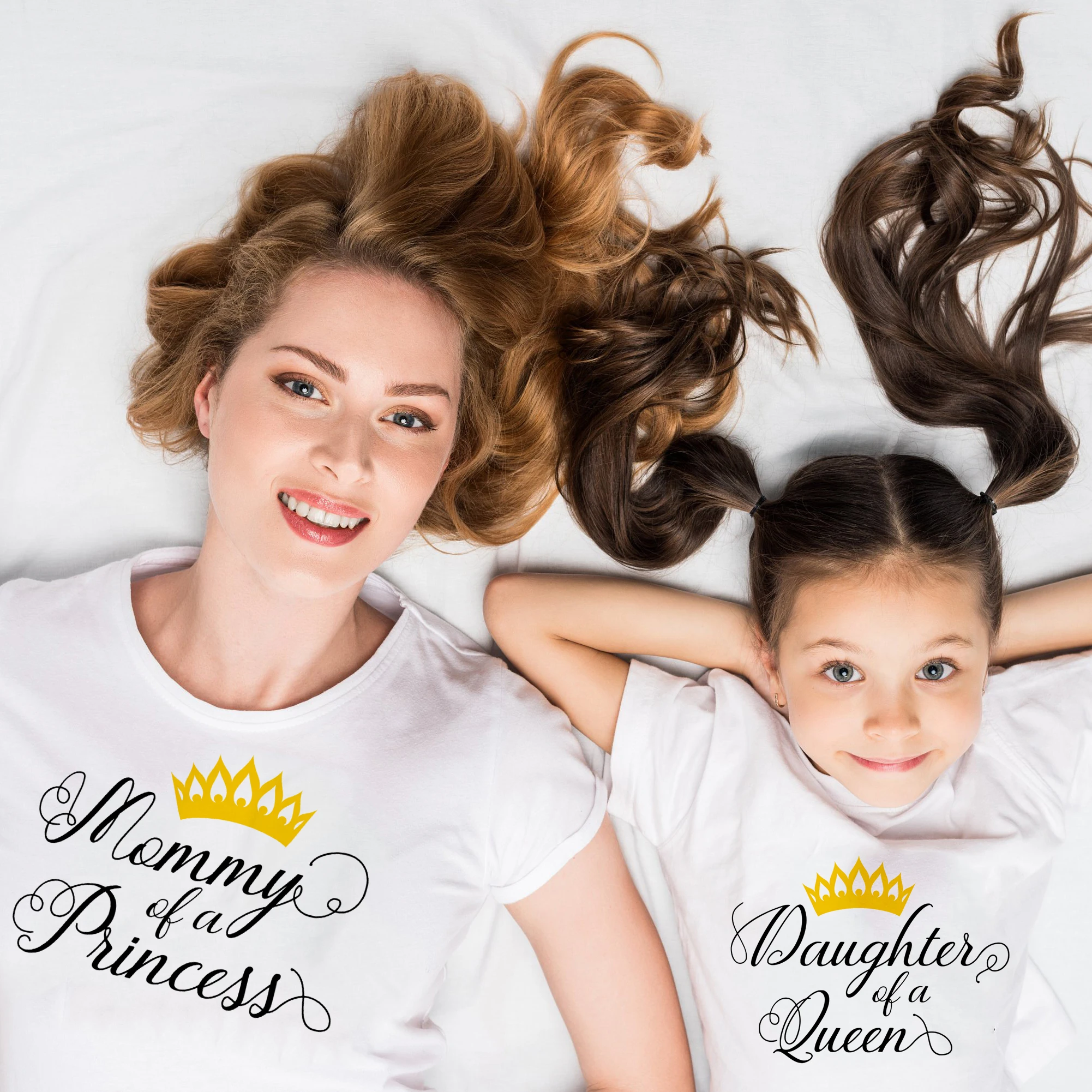 Camiseta A juego para madre de una princesa, hija de una reina, mam&aacute; y yo, madre e hija o hijo, 1 ud.-0
