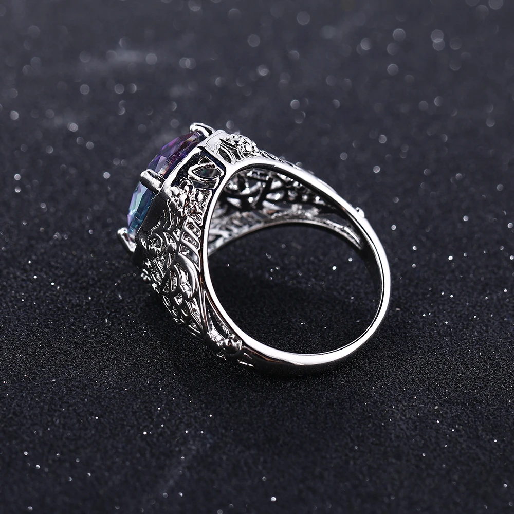 Bague Ringen, высокое качество, радужные кольца с мистическим топазом, ювелирные изделия из чистого 925 пробы серебра, вечерние украшения, подарок для женщин