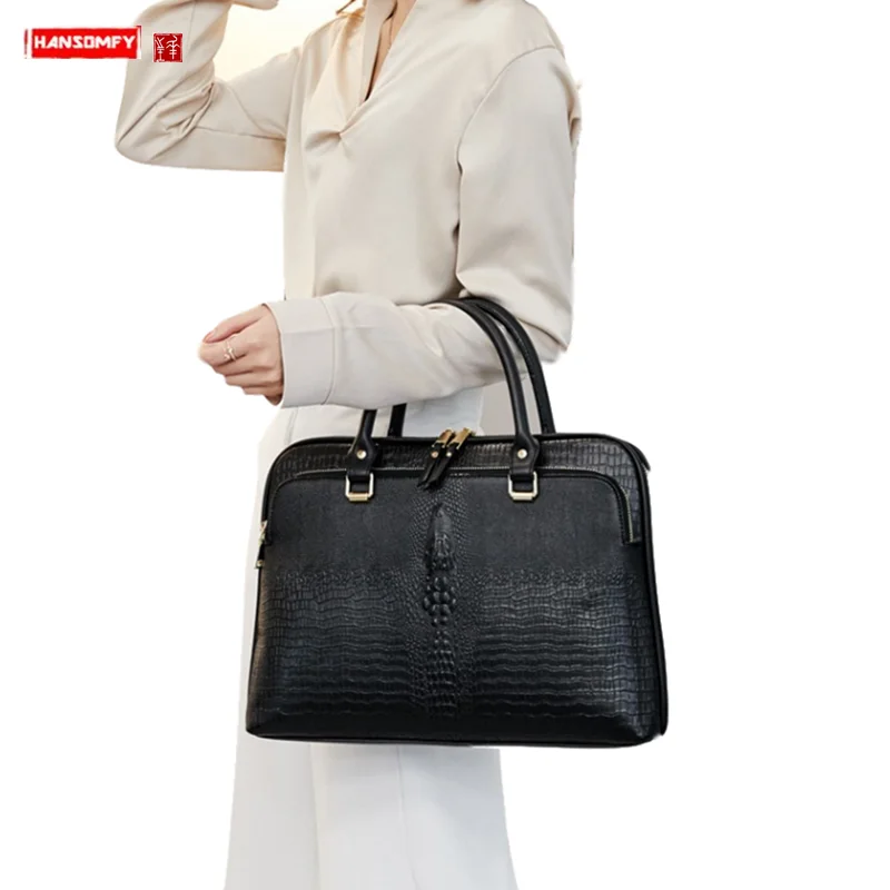 New Women Handbag 13.3/14 Inch Laptop Bag Female Professional Ladies Briefcase Business A4 File Package Shoulder Crossbody Bags