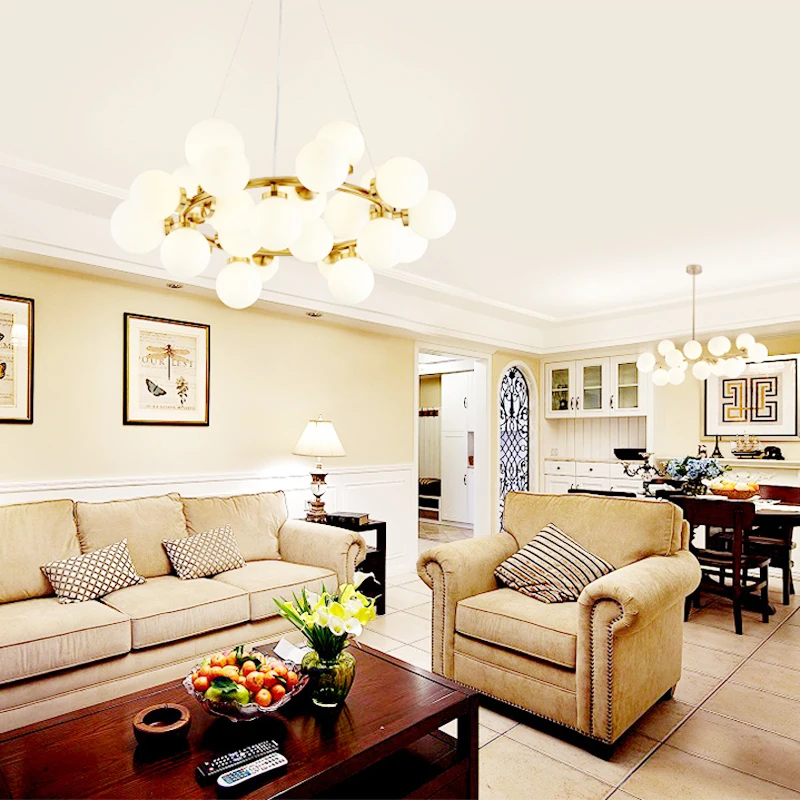 Современный подвесной светильник в виде золотого стеклянного шара Светодиодный