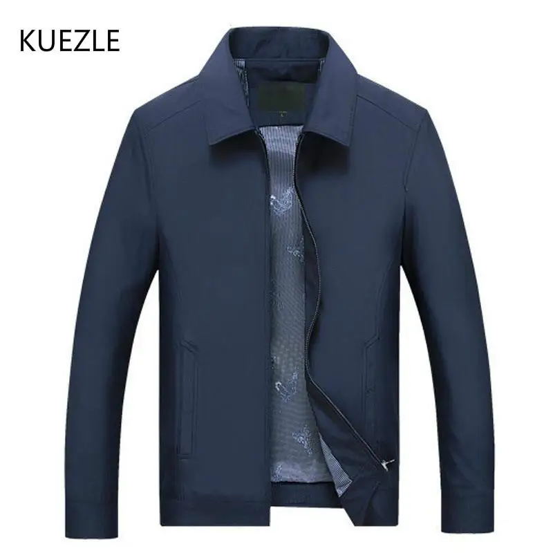 

Men new spring slim jackets 2018 middle aged lapel jacket chaqueta hombre Summer thin slim coat corda vento masculino XXXL Black