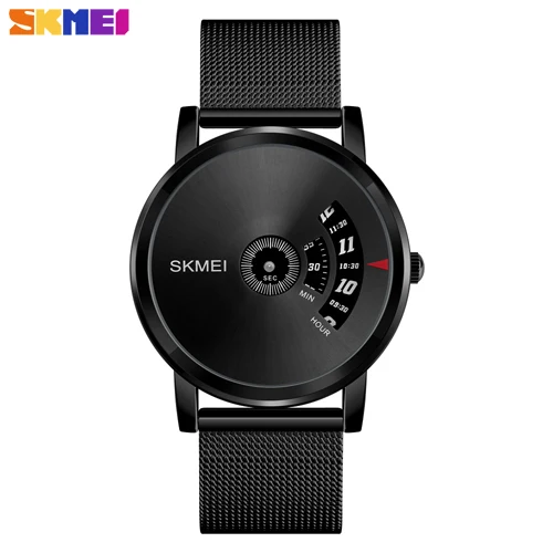 Black-Mesh SKMEI простые кварцевые мужские часы брендовые Роскошные модные часы из нержавеющей стали водонепроницаемые спортивные наручные часы Мужские часы - Цвет: Black-Mesh