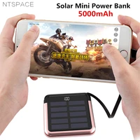 solar mini power bank 2 0a quick charge solar powerbank 5000mah portable fast charging mini power external battery with cable
