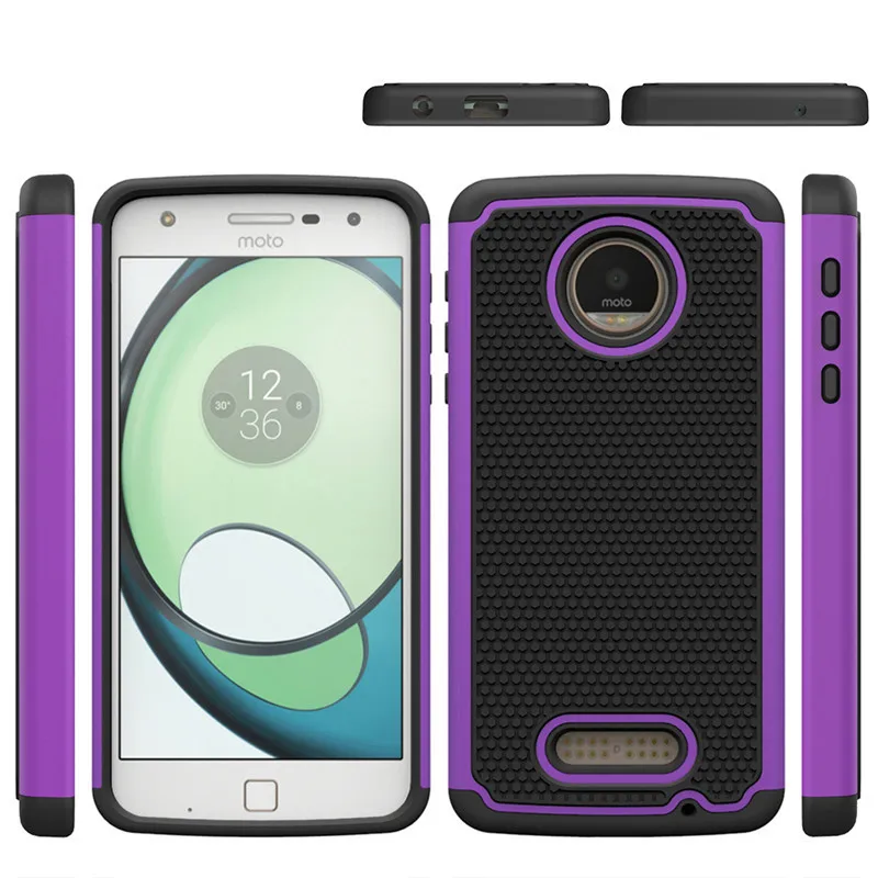 Двойной Слои антидетонационных Телефон чехол для Motorola Moto Z Play крышка кремния и Пластик Панцири противоударный 2in1 назад Чехол протектор