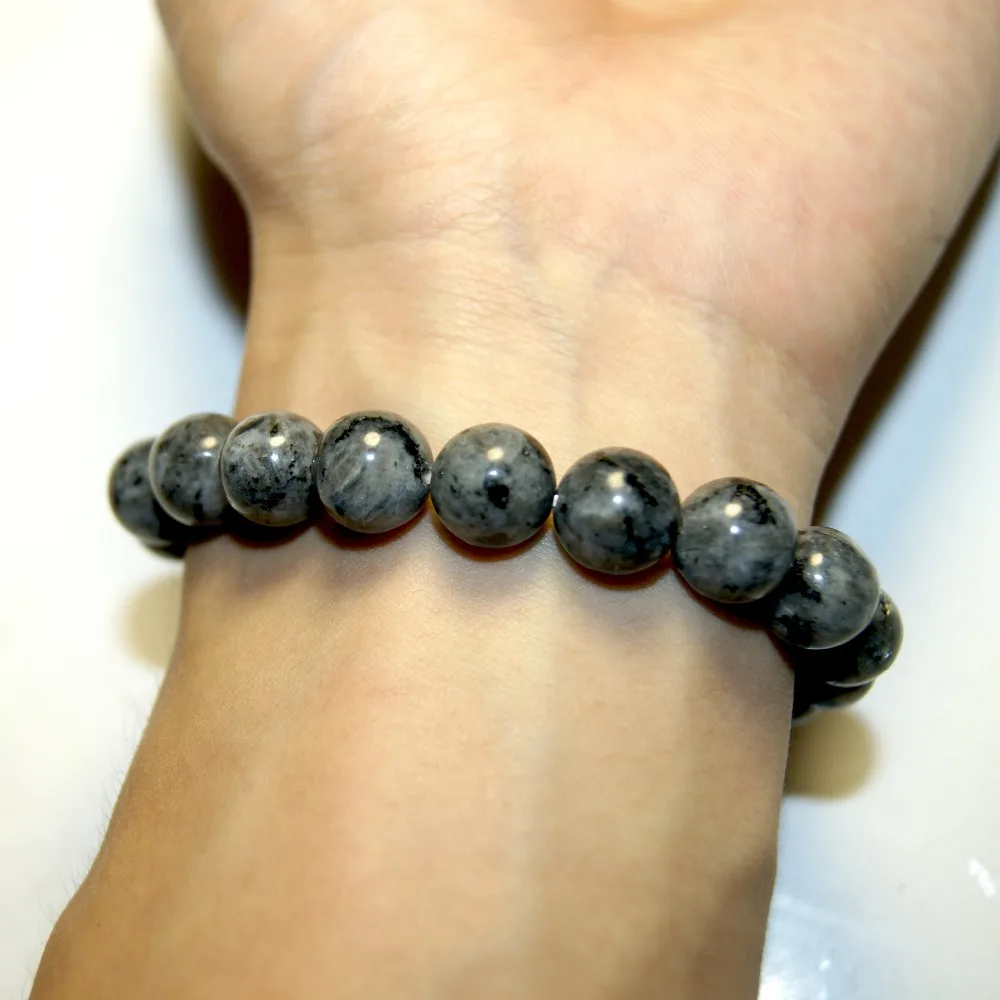 2016 Новый Модный черный 10 мм браслет из Лабрадорита С натуральным камнем для