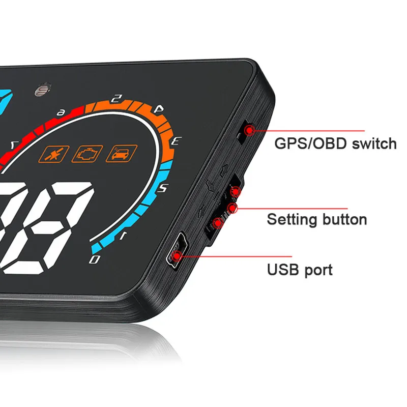 Универсальный автомобильный HUD Дисплей с увеличением скорости RPM MPH лобовое