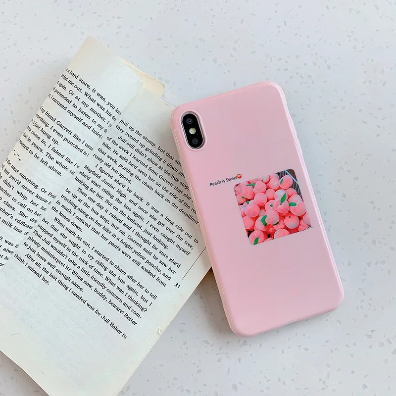 Милый розовый Kawaii японский фруктовый персиковый чехол для телефона iPhone 7 Puls 6 6S 8 X