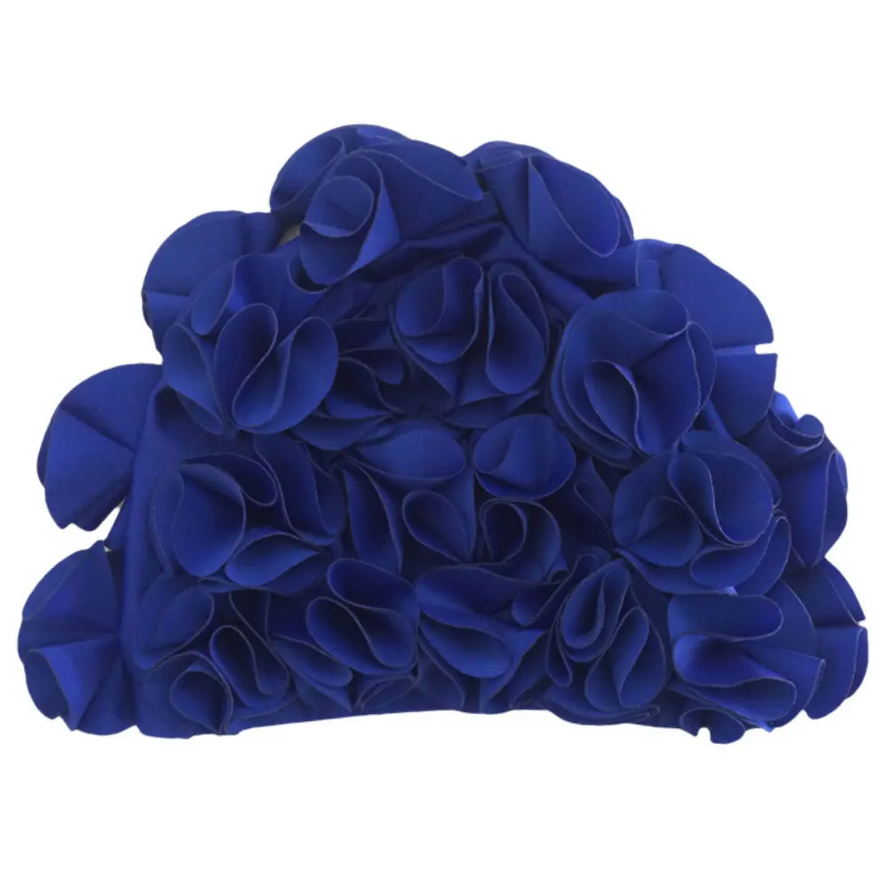Royal Blue Спортивная гибкая нейлоновая Водонепроницаемая Кепка для купания, защищающая волосы, для женщин, для плавания, одноцветная, для пляжа, для улицы, для взрослых, повседневная, эластичная, с цветами - Цвет: Royal Blue
