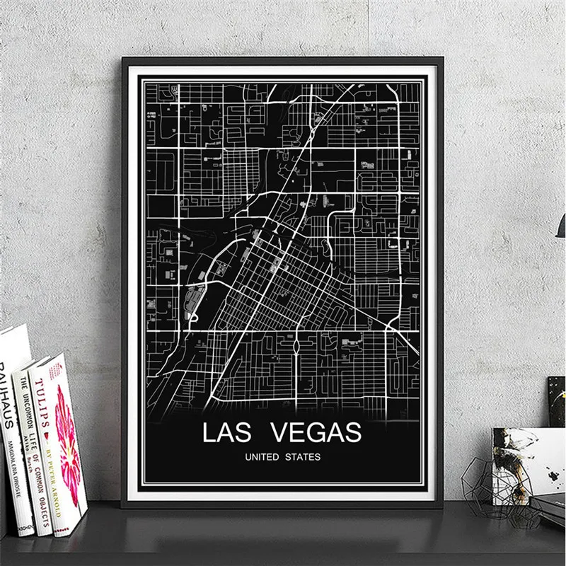 LASVEGAS Индивидуальные карта мира Ливерпуль современный город плакат абстрактный принт холст с покрытием бумага картина маслом гостиная кафе бар Декор - Цвет: LASVEGAS