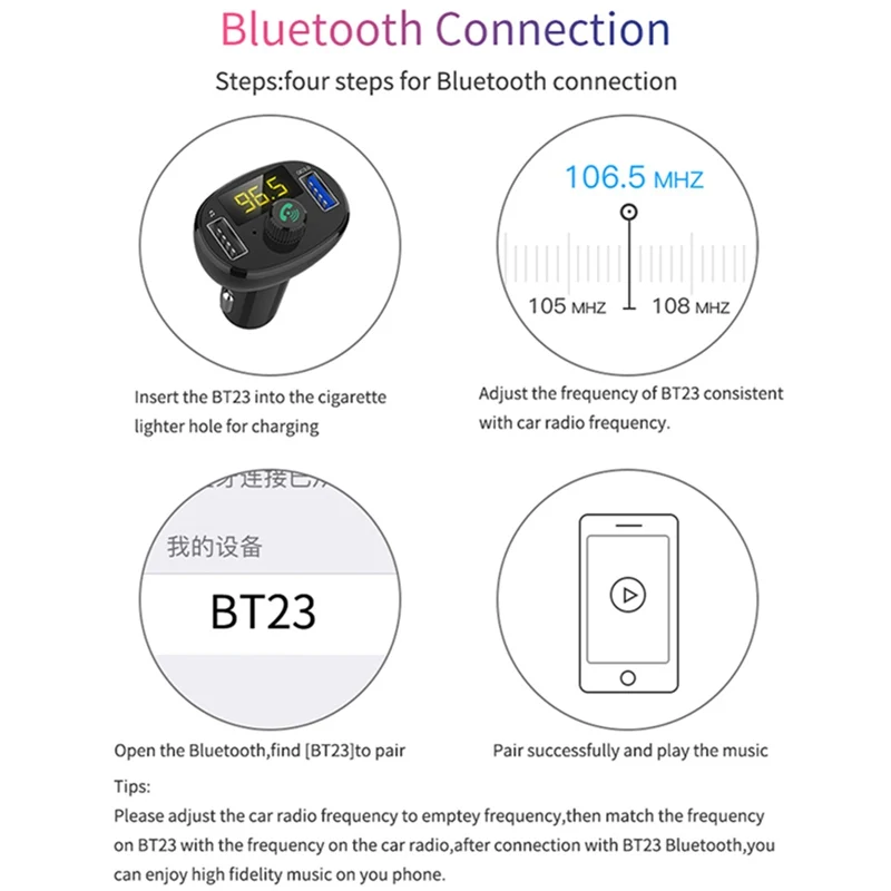 VicTsing беспроводной Bluetooth Автомобильный fm-передатчик радио Hands-Free автомобильный комплект двойное зарядное устройство USB QC3.0 модуль быстрой зарядки 5 В/3 А