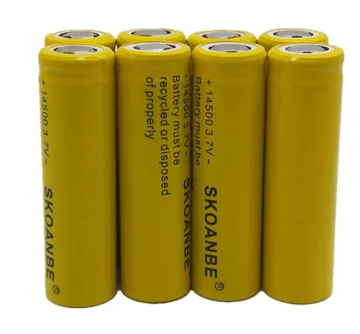 1/2 шт 14500 700-800mAh 3,7 V литий-ионные аккумуляторные батареи литиевые для светодиодных фар фонарик игрушки с плоской головкой желтый