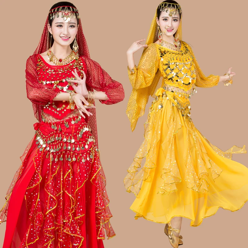 Сексуальные костюмы для индийских Танцев Живота с длинными рукавами красивый