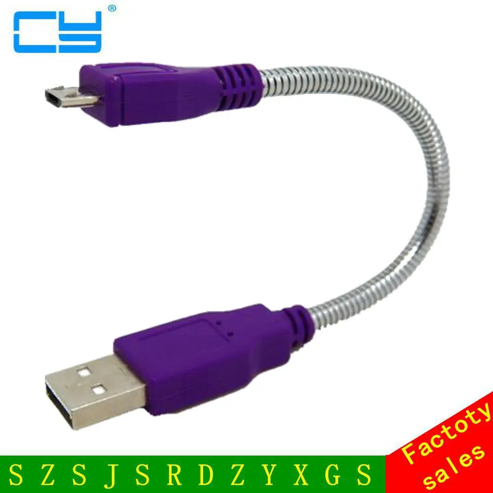

USB 2.0 A Male Plug to Micro USB 5pin Male Plug Flexible Metal Stand Cable