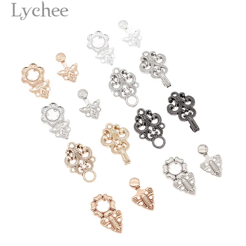 Lychee Life 5 шт. Стразы Hebillas кнопки из сплава винтажные полые пуговицы DIY Швейные