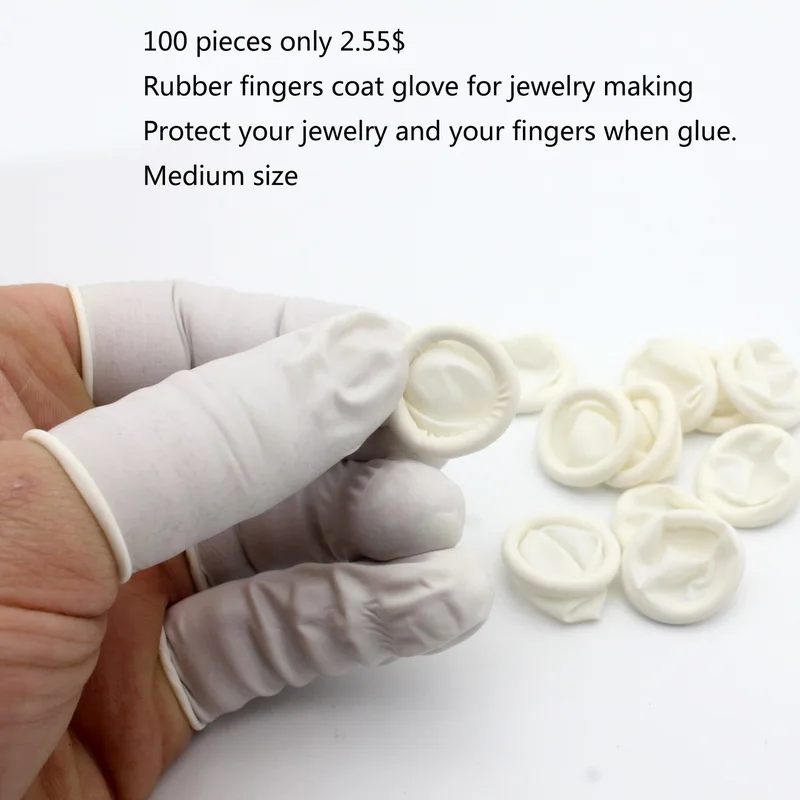 

Aaazee 100pcs Rubber Cots Coat Gloves Protect Fingers and Jewelry, Finger Caps Milk White for DIY