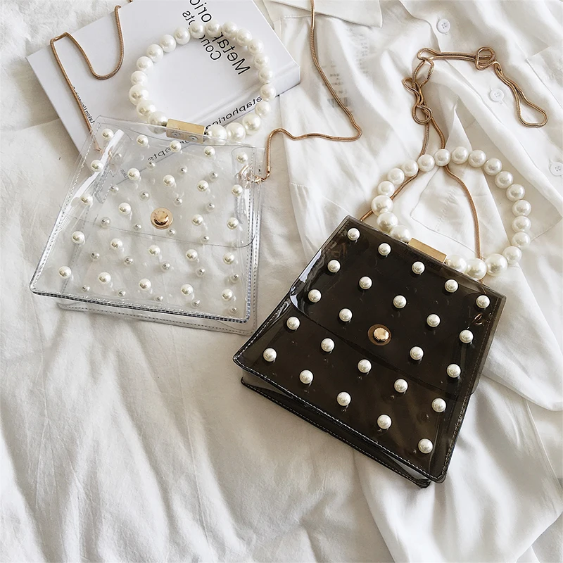 Высококачественная прозрачная жемчужная сумка на цепочке плечо для мобильного