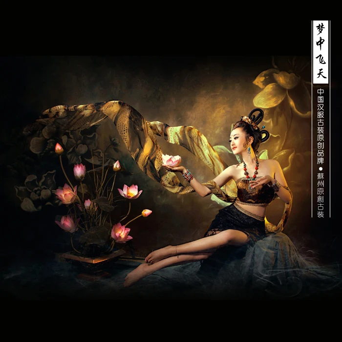 Meng Zhong Fei Tian красный и черный 2 цвета индийская летающая фея DunHuang костюм ханьфу