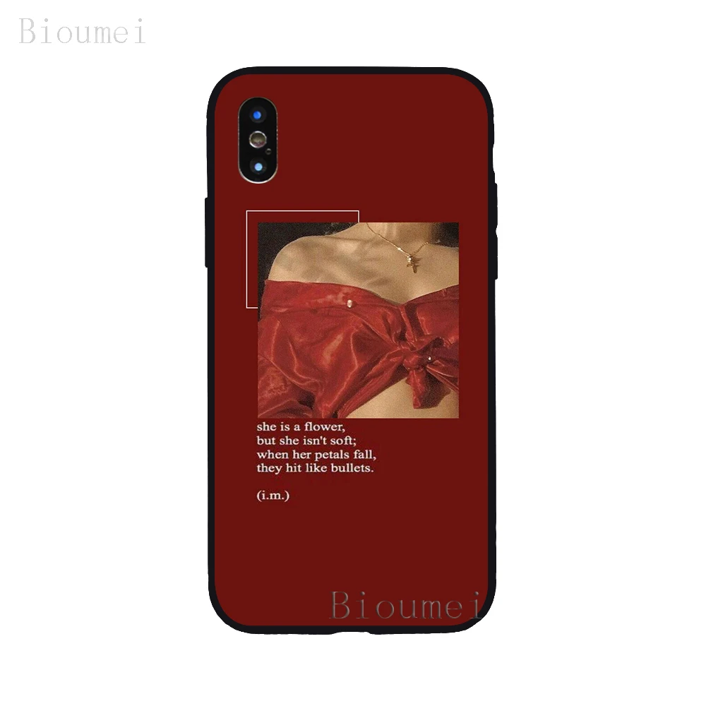 Bioumei, Ретро стиль, красный, эстетический Мягкий ТПУ чехол для iPhone 11 Pro Max XR XS Max 7 8 Plus 5 6 6S Plus, чехол для X 03