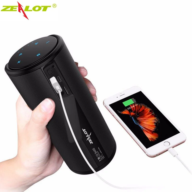 Внешний Bluetooth динамик Zealot S8 супер бас 4000 мАч внешний аккумулятор портативный