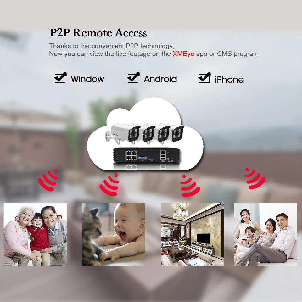 Besder аудио 1080P CCTV система безопасности 1080P Внутренняя/внешняя ip-камера 4CH POE15V NVR CCTV комплект P2P 1080P HDMI/VGA выход XMEye