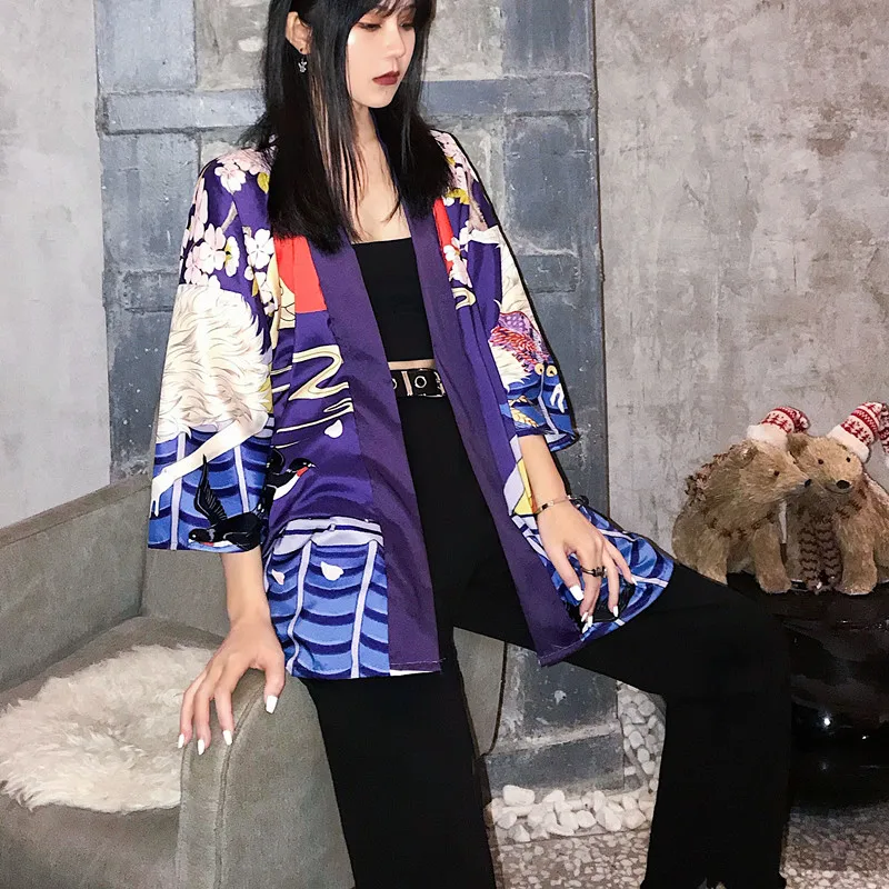 Женская Повседневная Блузка Kimonos в японском стиле Харадзюку | одежда