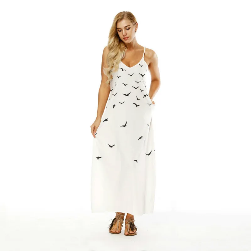 Для женщин летние пикантные Длинные вечерние Белый Bodycon Повседневные платья
