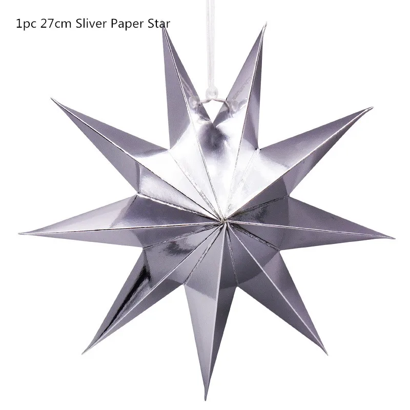 Sliver 3D вечерние украшения звезда бумажные цветы многоцветный 1 шт. Ручной Работы Висячие тени дерево двор Рождество год Свадьба домашний декор - Цвет: Sliver