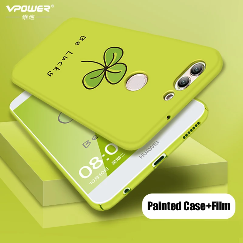 Vpower for Huawei Nova 2 2s case Painted cartoon cover huawei nova2 plus phone PC Case + Glass Screen Protector |
