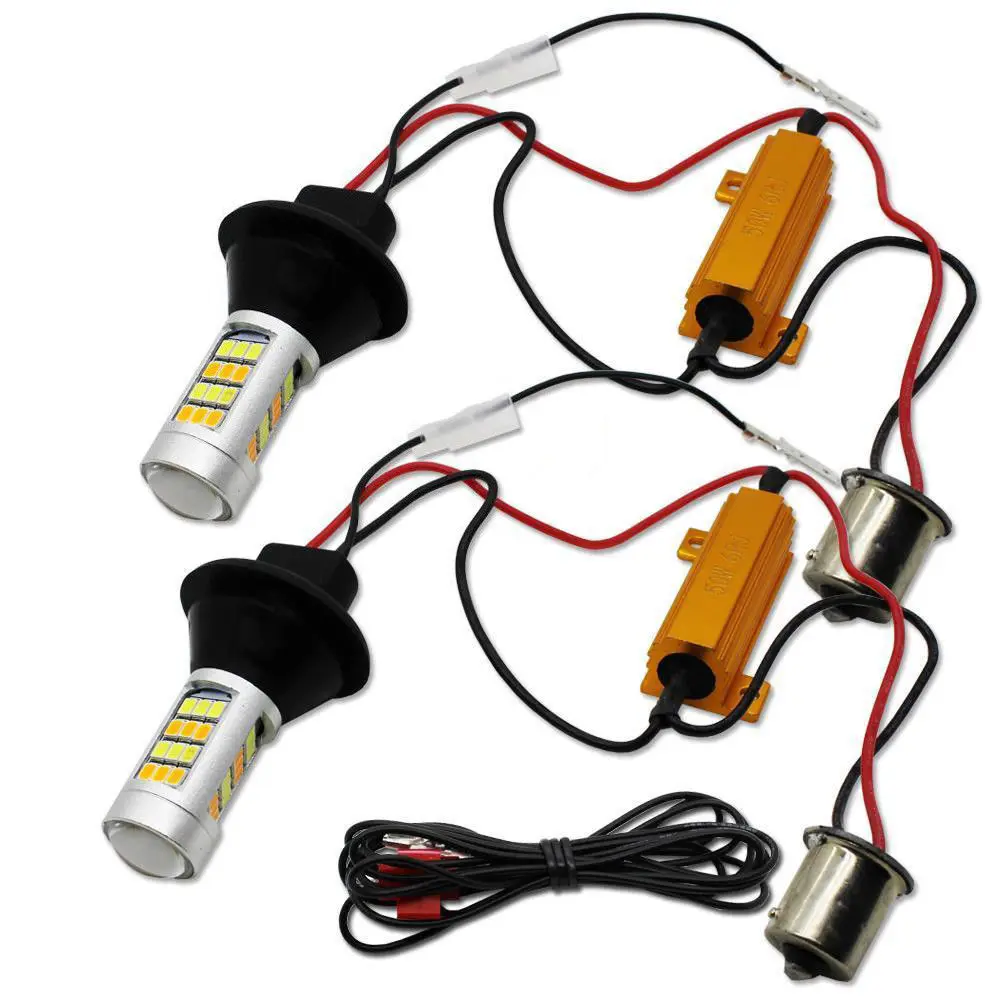 Бесплатная доставка 2X 1156 BA15S 2835 42SMD P21W S25 Белый/янтарный 30 Вт светодиодные фонари