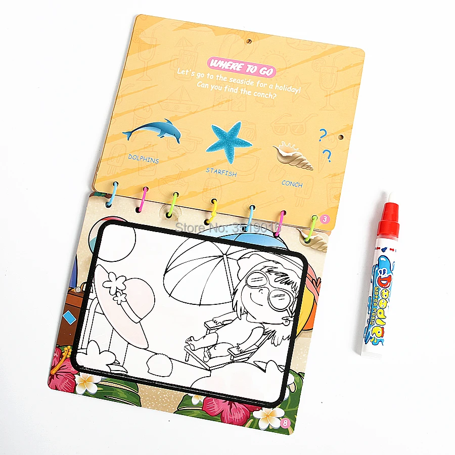 DIY Магия воды книжка-раскраска рисунок книга Doodle с 1 Волшебное перо 5 стилей мультфильм развивающие игрушки для рисования для детей