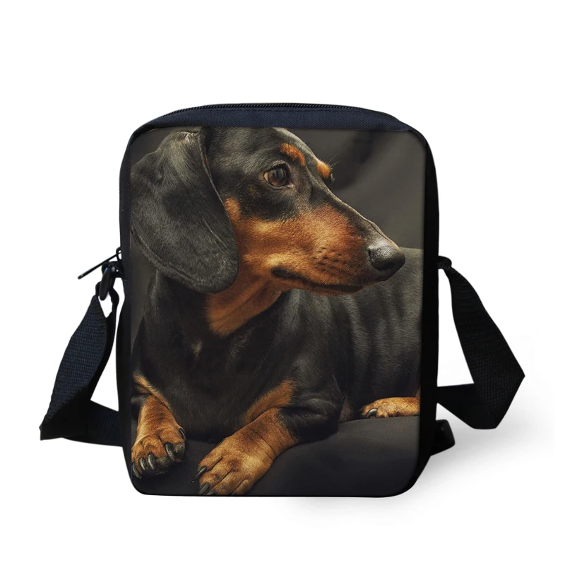 Рюкзак через плечо с принтом таксы и собаки для женщин девочек черный школьный