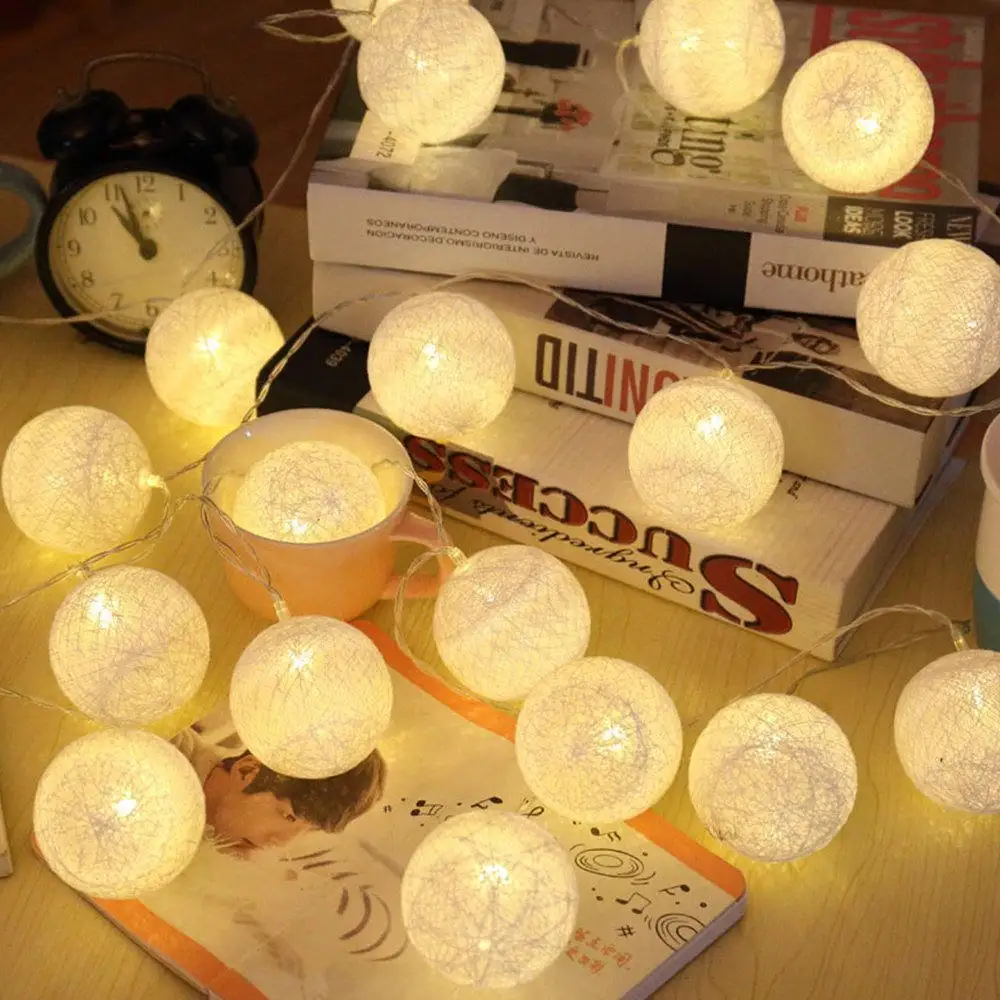 

led White handmade Cotton snow Ball 6cm Battery Operated led String Lights Fairy lights,home, bedroom, wedding,Christmas decor
