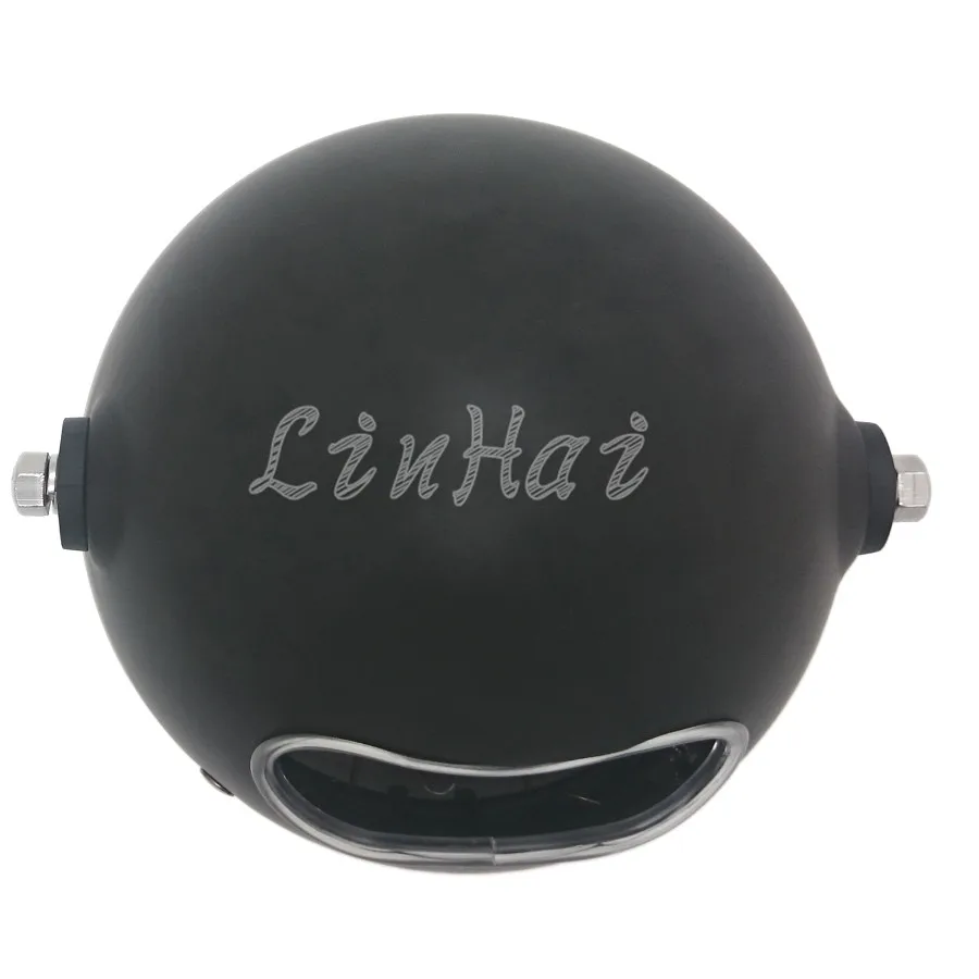 Черная металлическая фара с синим светодиодный Angel Eye для CG GN125 CB200 Chopper Bobber Cafe