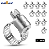 10pcs stainless steel drive hose clamps 6 12mm all steel tri clamp adjustable hose pipe clipworm gear spring beer tube clips