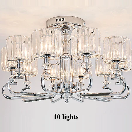 10 lights Современные хрустальные светодиодные люстры, хромированные металлические люстры для гостиной, светодиодные подвесные люстры, светильники для столовой, подвесные светильники - Цвет абажура: 10 lights