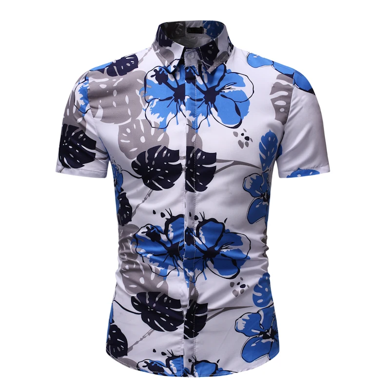 

YASUGUOJI New 2019 Summer Mens Casual Floral Print Short Sleeve Shirt Fashion Luxury Men Shirt Mens Hawaiian Shirt Mens Clothing