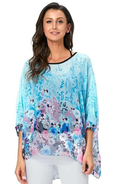 4 Baharcelin 5XL 6XL летняя блузка с рукавом летучая мышь Повседневная Женская блузка размера плюс шифоновая пляжная одежда с принтом в горошек - Цвет: 4