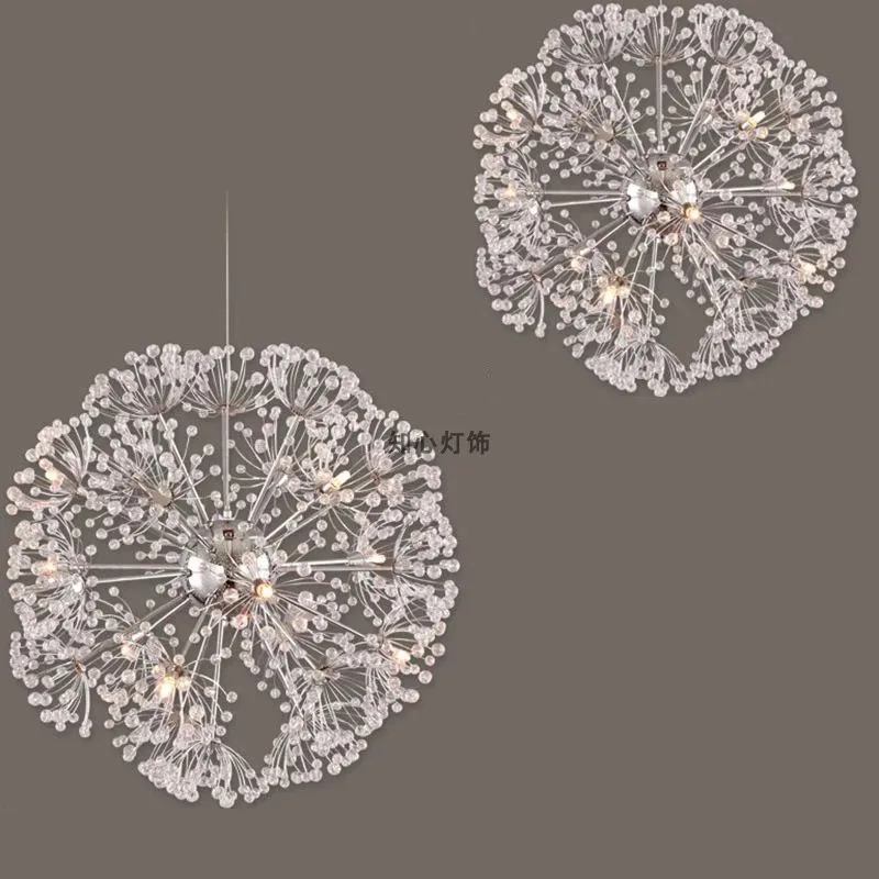 Postmodern crystal led pendant light sitting room atmosphere dandelion spherical LED art buffet restaurant bedroom droplight | Лампы и