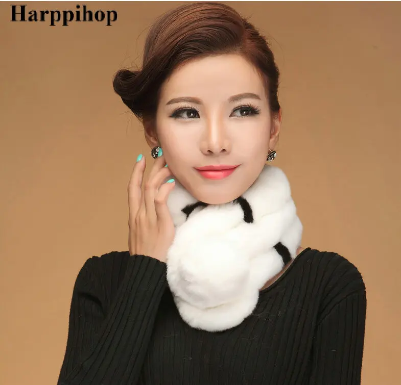 Женский зимний шарф из кроличьего меха Rex толстый теплый кролика корейский