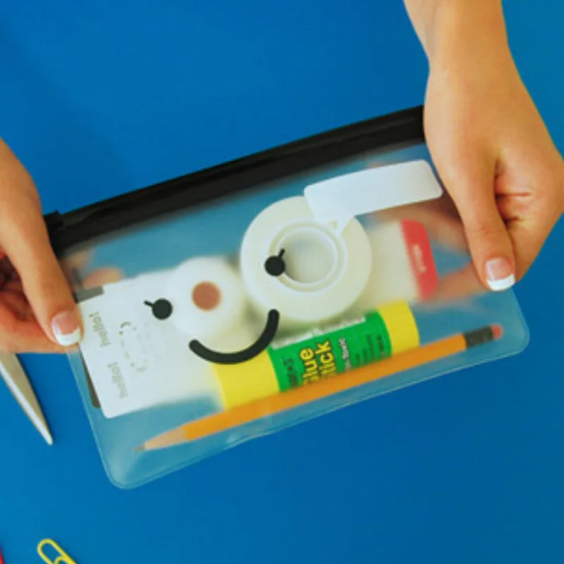 2017 с милым смайлом Усы слайдер папка на молнии упаковочная из ПВХ Прозрачный