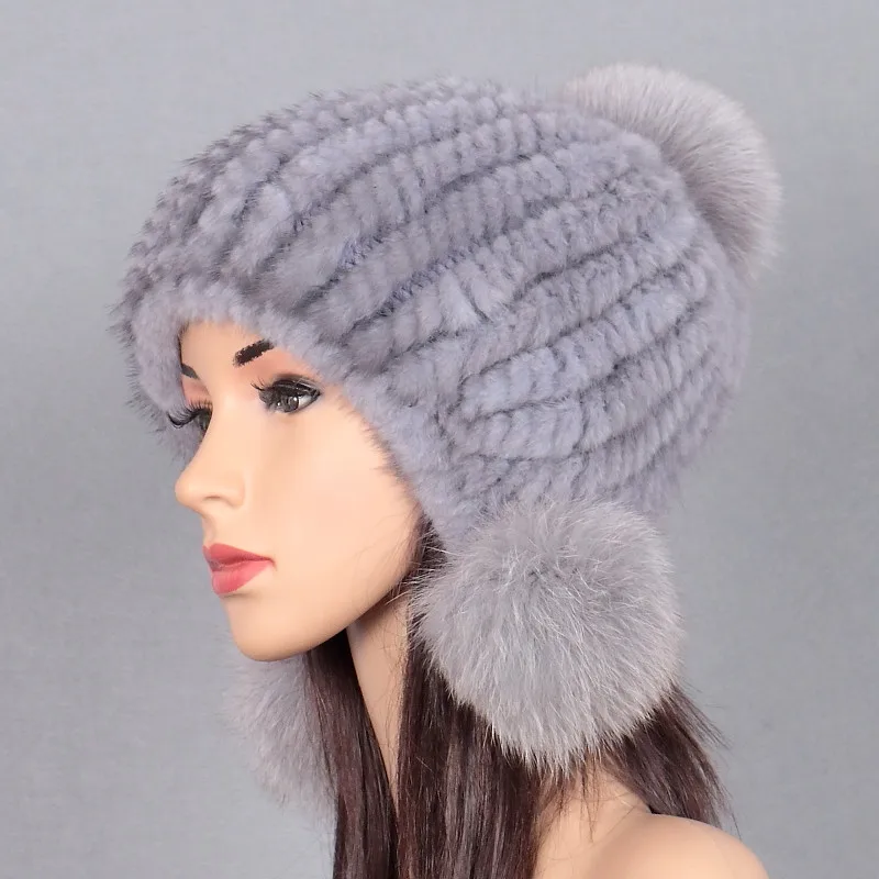 Шапка из меха норки женская зимняя теплая шапка с лисьим шариком|hat hat|hat helmethat new |