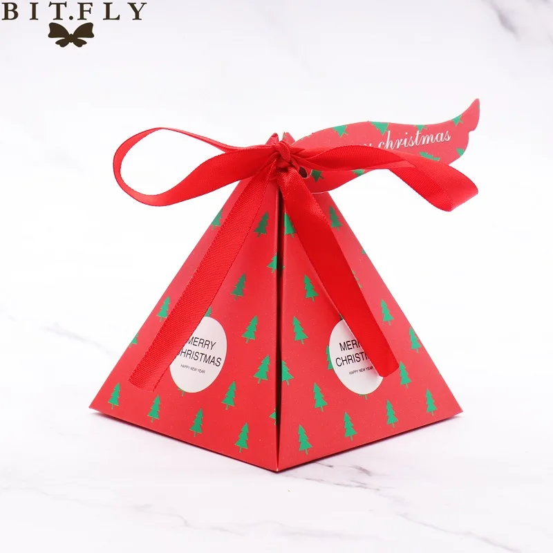 Christmas tree 10 шт./партия; веселое Рождество; яркие коробки, рождественской елки и Санта Клаус Бумага Подарочная коробка Пирамида вечерние печенья коробки вечерние поставки - Цвет: Christmas tree