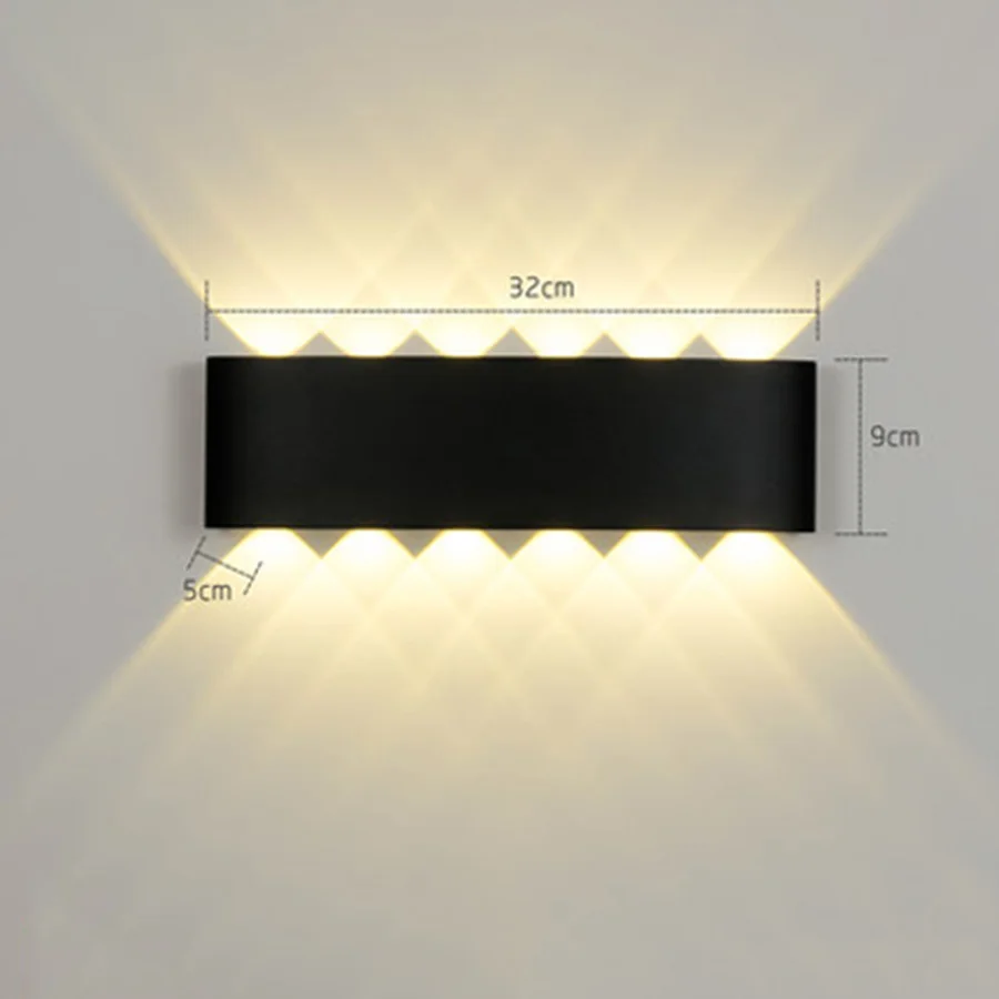 12W Black Body Thrisdar 8 Вт 12 Вт вверх вниз Открытый водонепроницаемый светодиодный настенный светильник для двора, коридора, крыльца, светильник для прохода, забора, балкона, виллы, настенный светильник - Испускаемый цвет: 12W Black Body
