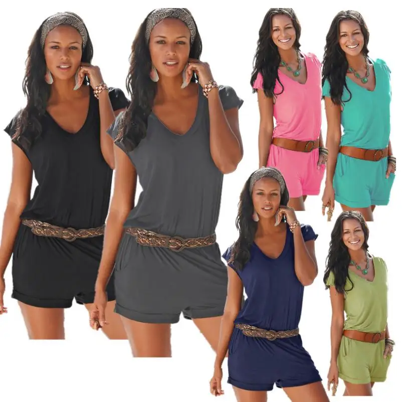 2017 летний сексуальный комбинезон с глубоким V образным вырезом элегантные