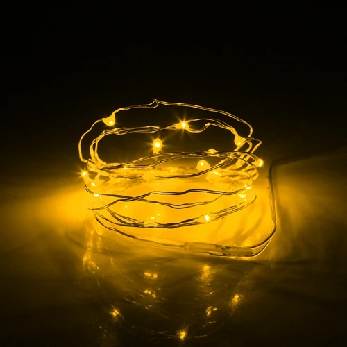 2 м 20LED медная проволочная гирлянда мини гирлянда сказочные светильники с питанием от аккумулятора для рождества праздничные декоративные светильники - Испускаемый цвет: Yellow