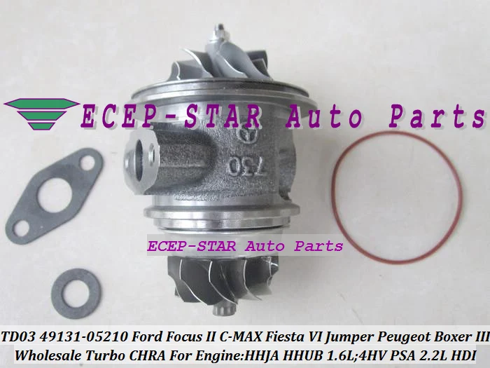 Турбокартридж CHRA TD03 49131-05212 49131 05212 для Ford Focus C-MAX Fiesta VI HHJA HHUB 1.6L Peugeot Boxer 3 4HV 2.2L |