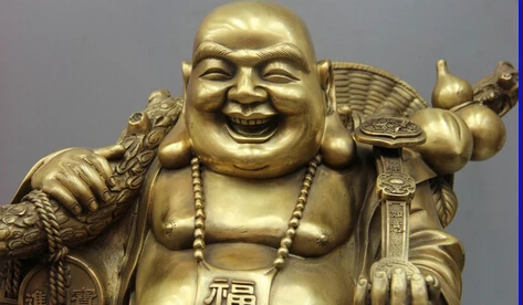 Bi003287 тибет буддизм медь бронза Ruyi богатство мешок денег тыквы статуи будды